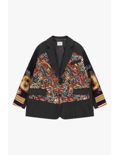 Blazer fantaisie oversize à motifs cachemire et rayures Dixie
