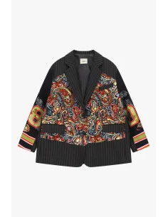 Oversized Paisley and Striped Pattern Blazer Dixie