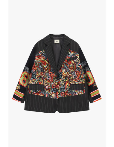 Oversized Paisley and Striped Pattern Blazer Dixie