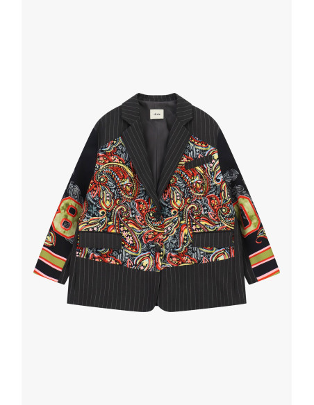 Oversized Paisley and Striped Pattern Blazer Dixie