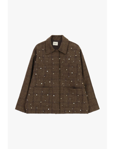 Giacca Camicia A Quadri Con Applicazioni Brillanti Dixie