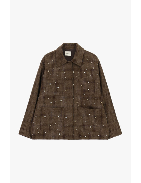 Giacca Camicia A Quadri Con Applicazioni Brillanti Dixie