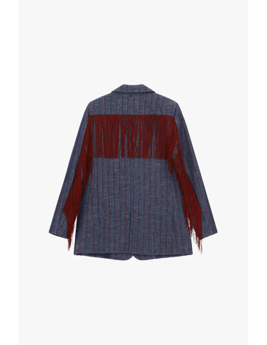Dixie Striped Blazer with Long Decorative Fringes - Vestiti Firmati...