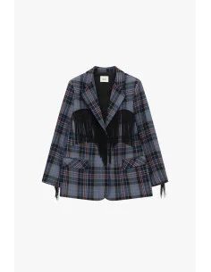 Blazer à carreaux avec franges et poches frontales Dixie