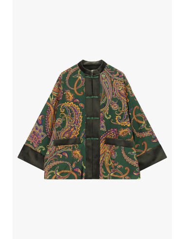Dixie Loose-Fitting Paisley-Print Coat with Knot Fastening - Vestit...