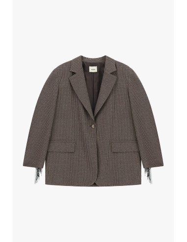 Checked Blazer with Decorative Fringes and Dixie Pockets - Vestiti ...
