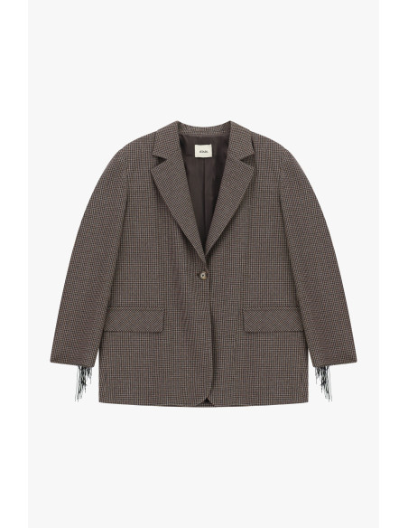 Checked Blazer with Decorative Fringes and Dixie Pockets - Vestiti ...