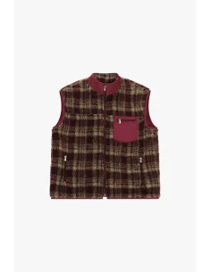 Checkered Sleeveless Vest With Zip Pocket Dixie