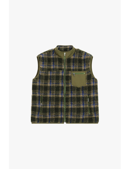 Gilet Smanicato A Quadri Con Tasca Zip Dixie