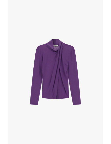 Draped Sweater with Soft Collar and Long Sleeves Dixie