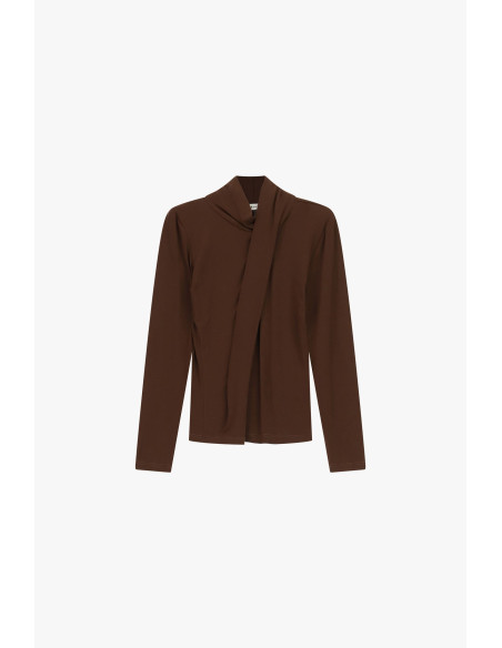 Dixie Draped Jumper With a Soft Collar and Long Sleeves - Vestiti F...