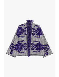 Jacquard Cape with Floral Pattern and Dixie Fringes - Vestiti Firma... 2