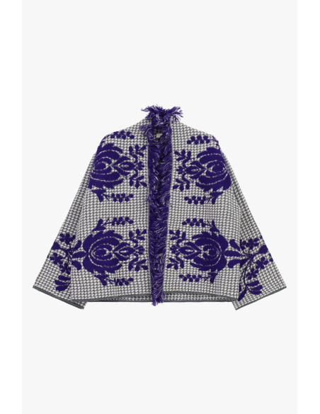 Cappa Jacquard Con Motivo Floreale E Frange Dixie