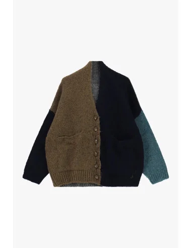 Cardigan Con Bottoni E Motivo A Blocchi Di Colore Dixie
