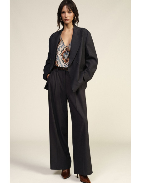 Pantaloni Palazzo Vita Alta Con Pince Dixie