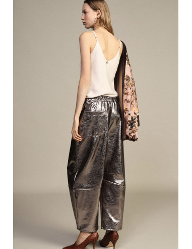 Pantalon ample effet cuir à taille haute Dixie - Vestiti Firmati Li...