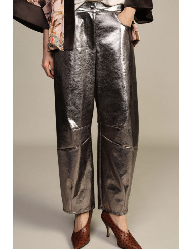 Pantalon ample effet cuir à taille haute Dixie - Vestiti Firmati Li...