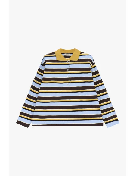 Striped Sweater with Collar and Front Buttons Dixie