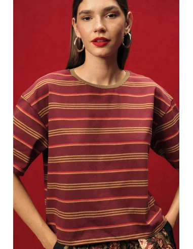 Striped T-Shirt with a Loose Fit and Crew Neck Dixie