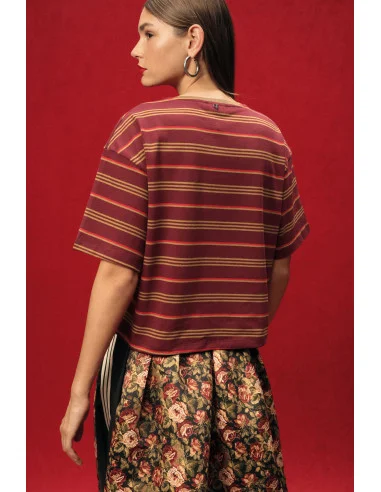 Striped T-Shirt with a Loose Fit and Crew Neck Dixie