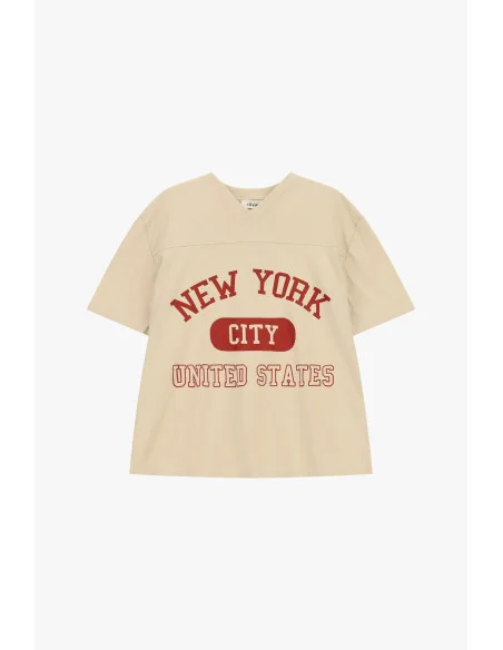 T-Shirt Girocollo Con Stampa New York E Scritta Dixie
