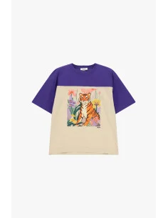 Tiger and Flower Print Short-Sleeve T-Shirt Dixie 2