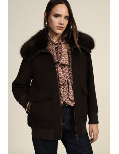 Cappotto Con Collo In Pelliccia E Tasche Applicate Dixie