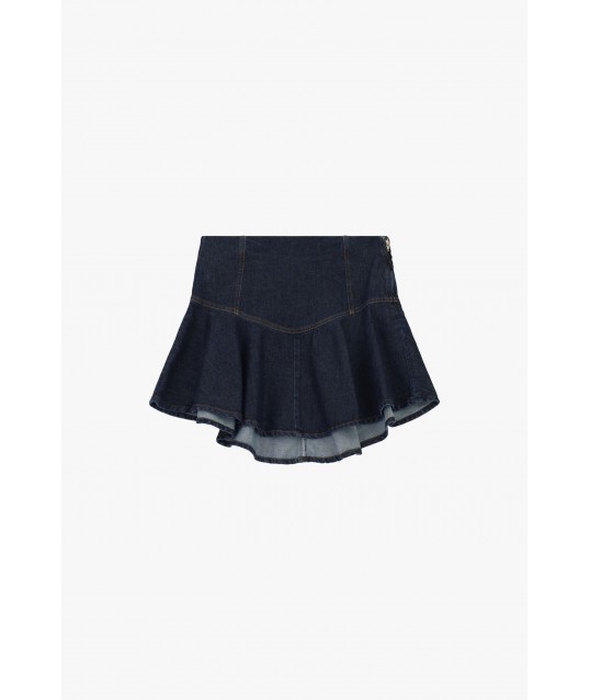 Gonna Corta Denim Con Balza Svasata Dixie