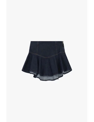 Short Denim Skirt with Flared Ruffle Dixie