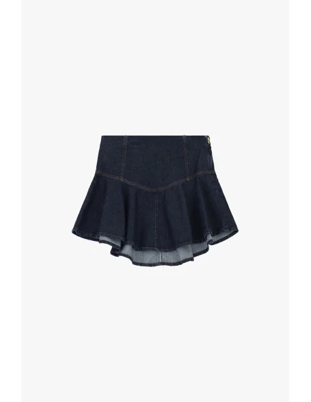 Gonna Corta Denim Con Balza Svasata Dixie