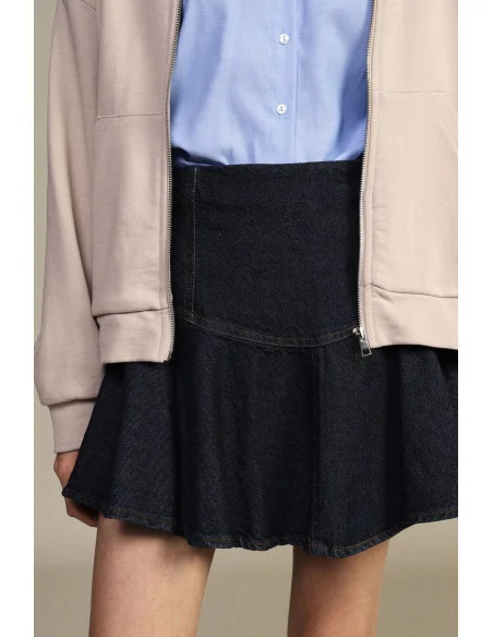 Short Denim Skirt with Flared Ruffle Dixie