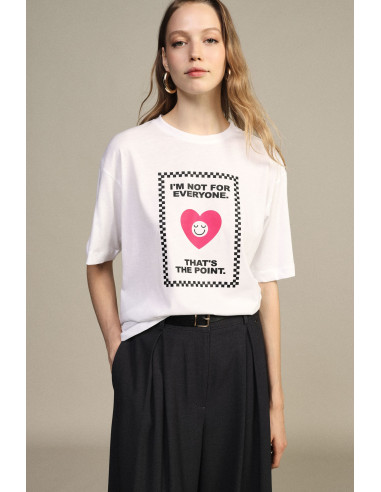 Round-neck T-shirt with heart print and ‘Dixie’ slogan - Vestiti Fi...