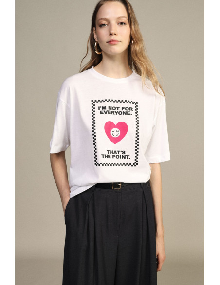 Round-neck T-shirt with heart print and ‘Dixie’ slogan - Vestiti Fi...