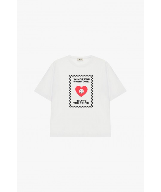 T-Shirt Girocollo Stampa Cuore E Frase Dixie