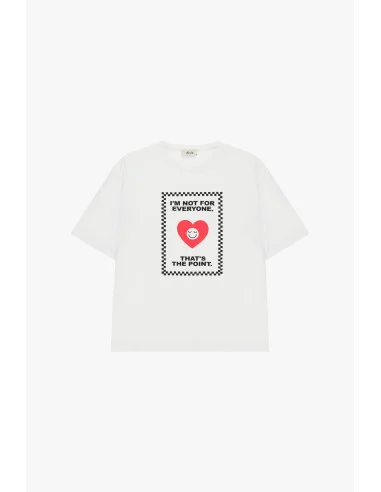 T-shirt à col rond avec imprimé cœur et phrase Dixie