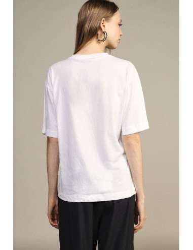 Round-neck T-shirt with heart print and ‘Dixie’ slogan - Vestiti Fi...