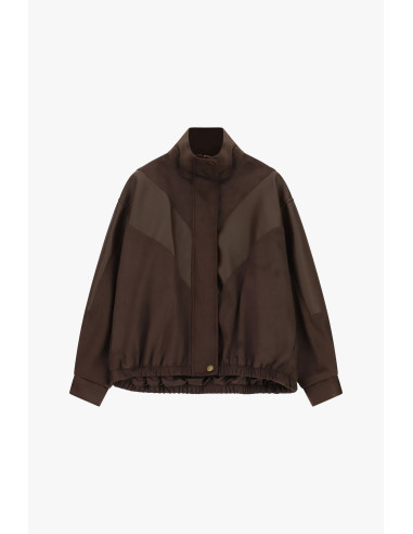 Blouson aviateur avec empiècements structurés et fermeture à bouton...