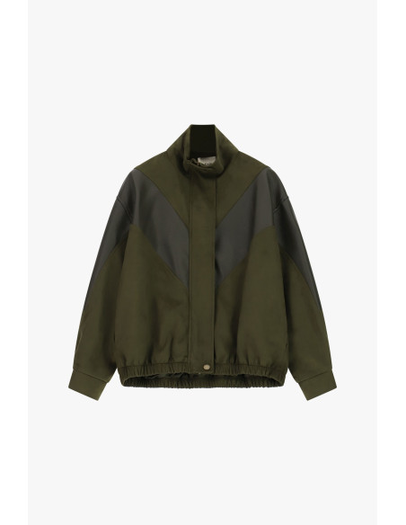 Bomber Jacket with Structured Inserts and Button Closure Dixie