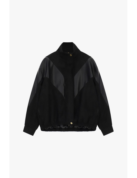 Blouson aviateur avec empiècements structurés et fermeture à bouton...