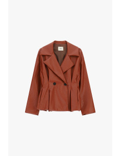 Dixie Faux Leather Double-Breasted Jacket with Geometric Pattern - ... 2