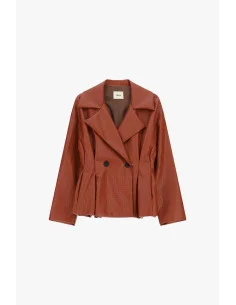 Double-Breasted Faux Leather Jacket with Geometric Pattern Dixie 2