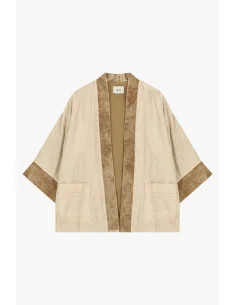 Wide Jacquard Duster Coat with Contrasting Trim Dixie 2