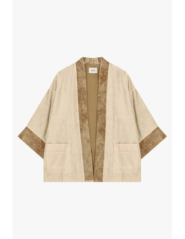Dixie Loose-Fitting Jacquard Duster Coat with Contrast Trimming - Dress...