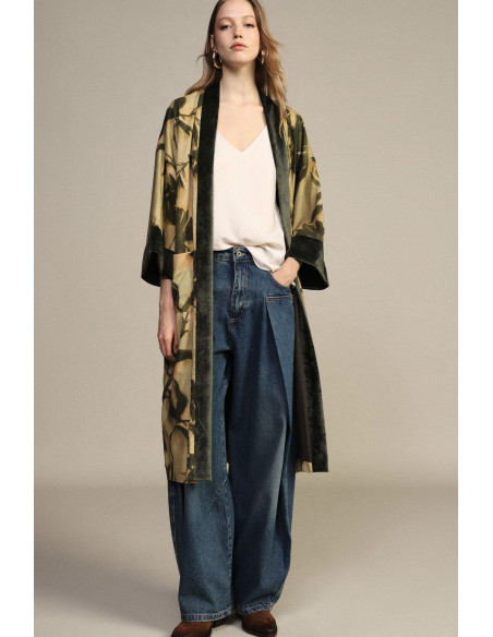 Cappotto Duster Fantasia Floreale Con Tasche Frontali Dixie