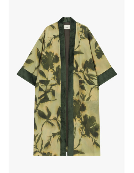 Cappotto Duster Fantasia Floreale Con Tasche Frontali Dixie