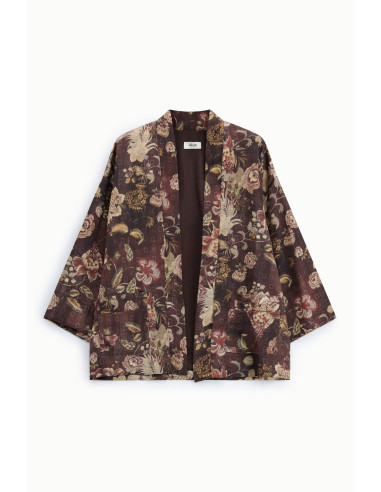 Cappotto Corto Fantasia Floreale Con Tasche Dixie