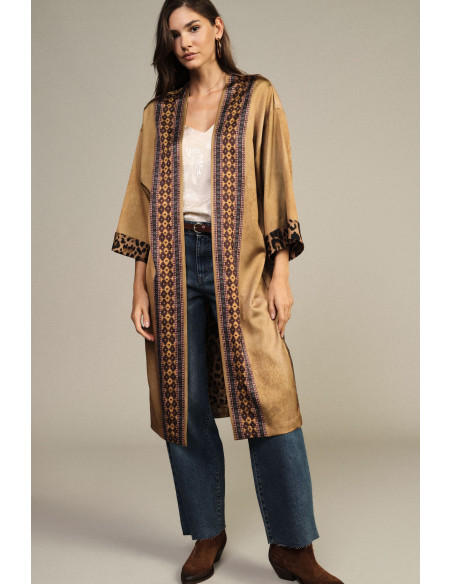 Dixie Duster Coat with Animal Print and Floral Pattern - Vestiti Fi...
