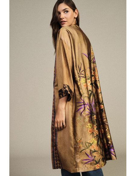 Dixie Duster Coat with Animal Print and Floral Pattern - Vestiti Fi...