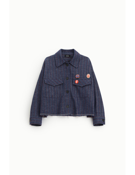 Cropped Striped Blazer With Patch Pockets Dixie