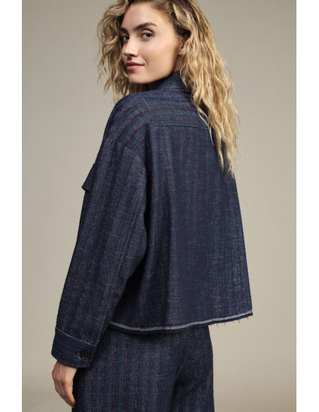 Blazer Corto A Righe Con Tasche Applicate Dixie